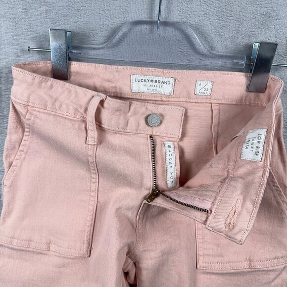 Lucky Brand Lolita Skinny Utility Jeans Ankle Zip Womens Peach Pink Size 6/28 - Picture 5 of 11
